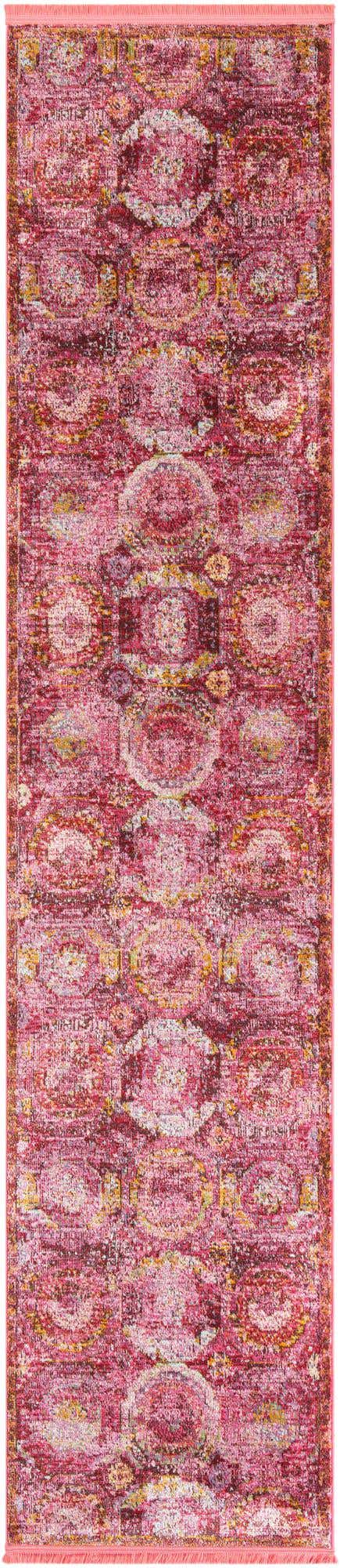 Pink 2' 7 x 12' Baracoa Runner Area Rug 100% Polypropylene Distressed Vintage Living Dining Room Office Traditional Carpet for Sale at Rug Engine