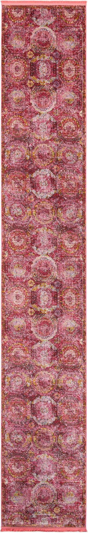 Pink 2' 7 x 16' 5 Baracoa Runner Area Rug 100% Polypropylene Distressed Vintage Living Dining Room Office Traditional Carpet for Sale at Rug Engine