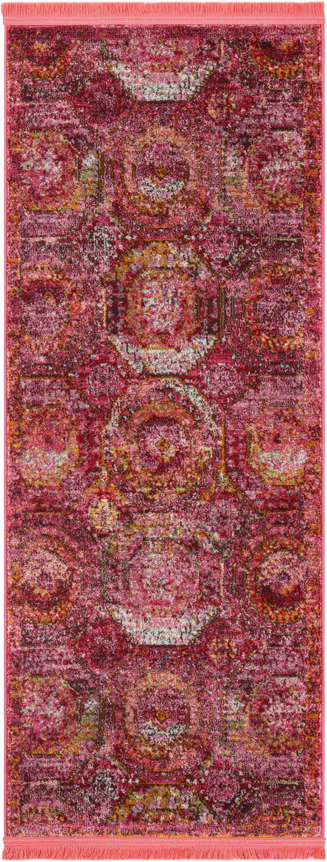 Pink 2' 2 x 5' 3 Baracoa Runner Area Rug 100% Polypropylene Distressed Vintage Living Dining Room Office Traditional Carpet for Sale at Rug Engine