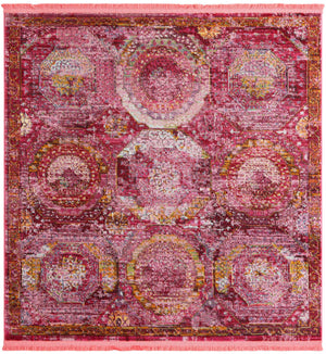 Pink 5' 3 x 5' 3 Baracoa Square Area Rug 100% Polypropylene Distressed Vintage Living Dining Room Office Traditional Carpet for Sale at Rug Engine