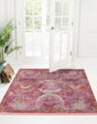 Pink 6' 1 x 6' 1 Baracoa Square Area Rug 100% Polypropylene Distressed Vintage Living Dining Room Office Traditional Carpet for Sale at Rug Engine