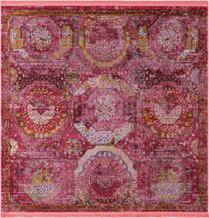 Pink 6' 1 x 6' 1 Baracoa Square Area Rug 100% Polypropylene Distressed Vintage Living Dining Room Office Traditional Carpet for Sale at Rug Engine