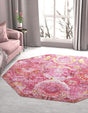 Pink 5' 3 x 5' 3 Baracoa Octagon Area Rug 100% Polypropylene Distressed Vintage Living Dining Room Office Traditional Carpet for Sale at Rug Engine
