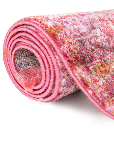 Pink 5' 3 x 5' 3 Baracoa Octagon Area Rug 100% Polypropylene Distressed Vintage Living Dining Room Office Traditional Carpet for Sale at Rug Engine