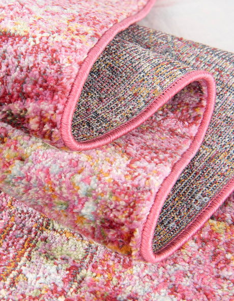 Pink 5' 3 x 5' 3 Baracoa Octagon Area Rug 100% Polypropylene Distressed Vintage Living Dining Room Office Traditional Carpet for Sale at Rug Engine