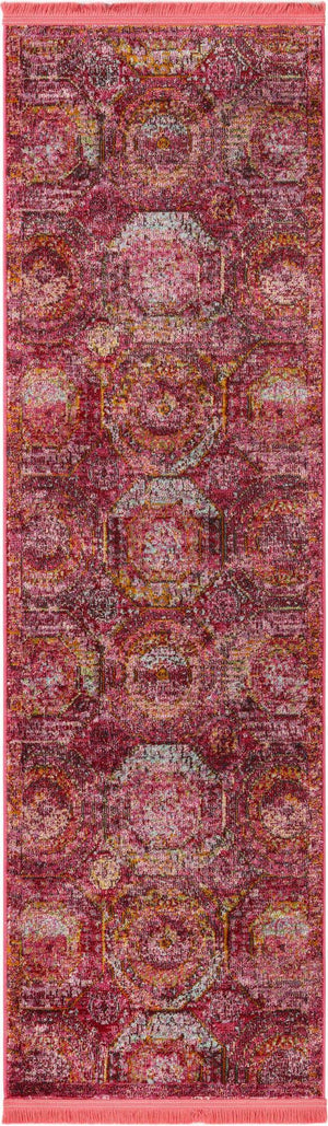 Pink 2' 2 x 7' 1 Baracoa Runner Area Rug 100% Polypropylene Distressed Vintage Living Dining Room Office Traditional Carpet for Sale at Rug Engine