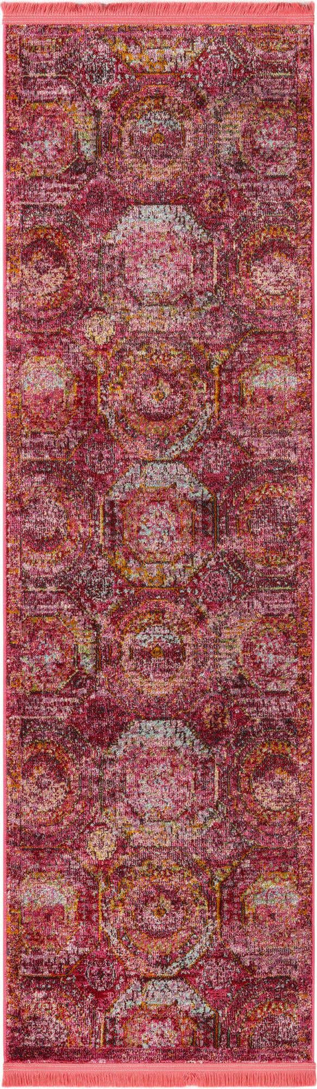 Pink 2' 2 x 7' 1 Baracoa Runner Area Rug 100% Polypropylene Distressed Vintage Living Dining Room Office Traditional Carpet for Sale at Rug Engine