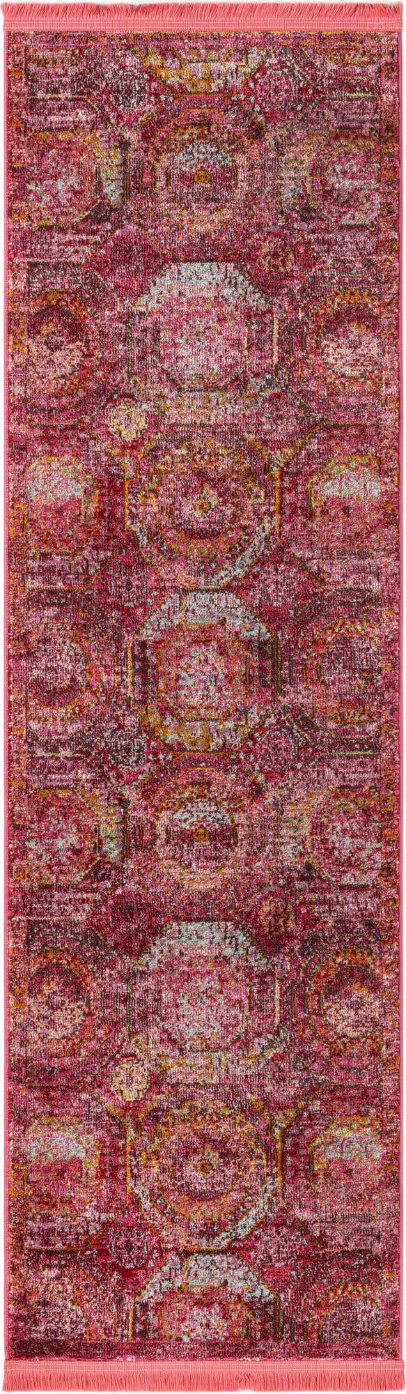Pink 2' 2 x 7' 1 Baracoa Runner Area Rug 100% Polypropylene Distressed Vintage Living Dining Room Office Traditional Carpet for Sale at Rug Engine