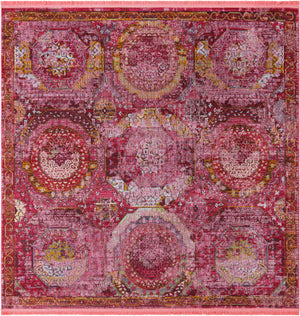 Pink 7' 1 x 7' 1 Baracoa Square Area Rug 100% Polypropylene Distressed Vintage Living Dining Room Office Traditional Carpet for Sale at Rug Engine
