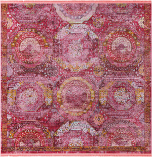 Pink 7' 10 x 7' 10 Baracoa Square Area Rug 100% Polypropylene Distressed Vintage Living Dining Room Office Traditional Carpet for Sale at Rug Engine