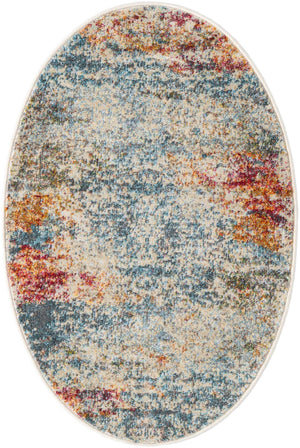 Cream 2' x 3' 1 Baracoa Oval Area Rug 100% Polypropylene Distressed Vintage Living Dining Room Office Traditional Carpet for Sale at Rug Engine