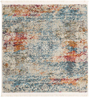 Cream 3' 3 x 3' 3 Baracoa Square Area Rug 100% Polypropylene Distressed Vintage Living Dining Room Office Traditional Carpet for Sale at Rug Engine