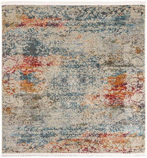 Cream 6' 1 x 6' 1 Baracoa Square Area Rug 100% Polypropylene Distressed Vintage Living Dining Room Office Traditional Carpet for Sale at Rug Engine