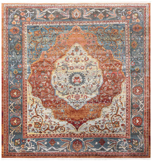 Rust Red 10' x 10' Baracoa Square Area Rug 100% Polypropylene Distressed Vintage Living Dining Room Office Traditional Carpet for Sale at Rug Engine