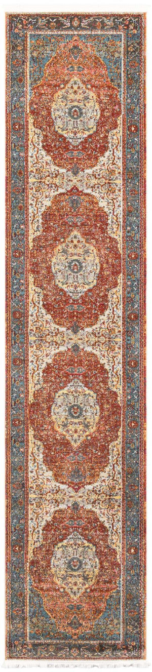Rust Red 2' 7 x 12' Baracoa Runner Area Rug 100% Polypropylene Distressed Vintage Living Dining Room Office Traditional Carpet for Sale at Rug Engine
