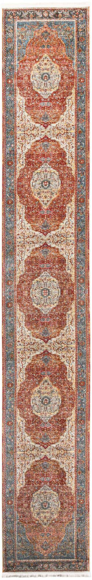Rust Red 2' 7 x 16' 5 Baracoa Runner Area Rug 100% Polypropylene Distressed Vintage Living Dining Room Office Traditional Carpet for Sale at Rug Engine
