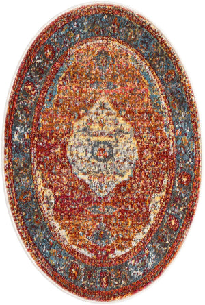 Rust Red 2' x 3' 1 Baracoa Oval Area Rug 100% Polypropylene Distressed Vintage Living Dining Room Office Traditional Carpet for Sale at Rug Engine