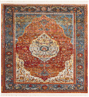 Rust Red 4' 1 x 4' 1 Baracoa Square Area Rug 100% Polypropylene Distressed Vintage Living Dining Room Office Traditional Carpet for Sale at Rug Engine