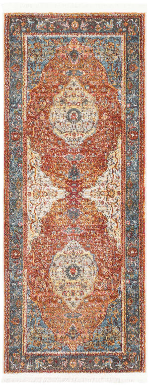 Rust Red 2' 2 x 5' 3 Baracoa Runner Area Rug 100% Polypropylene Distressed Vintage Living Dining Room Office Traditional Carpet for Sale at Rug Engine
