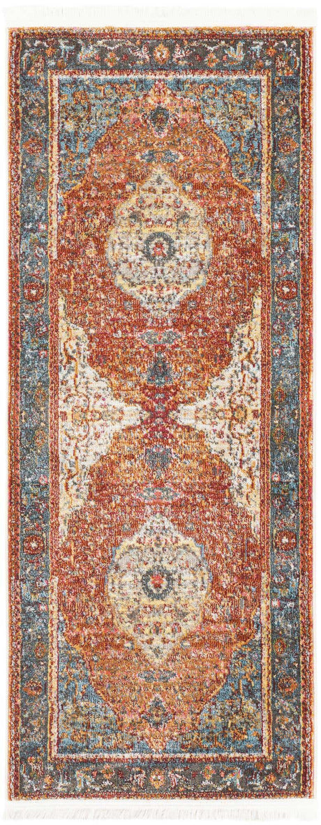 Rust Red 2' 2 x 5' 3 Baracoa Runner Area Rug 100% Polypropylene Distressed Vintage Living Dining Room Office Traditional Carpet for Sale at Rug Engine
