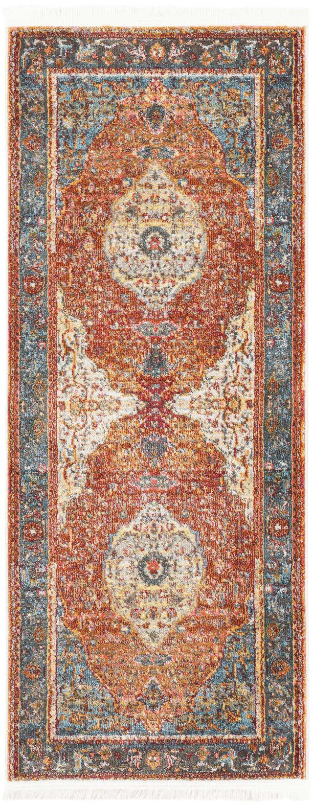 Rust Red 2' 2 x 5' 3 Baracoa Runner Area Rug 100% Polypropylene Distressed Vintage Living Dining Room Office Traditional Carpet for Sale at Rug Engine