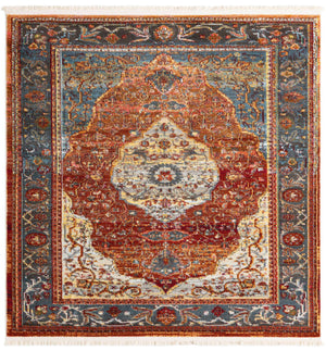 Rust Red 5' 3 x 5' 3 Baracoa Square Area Rug 100% Polypropylene Distressed Vintage Living Dining Room Office Traditional Carpet for Sale at Rug Engine