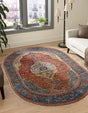 Rust Red 2' x 3' 1 Baracoa Oval Area Rug 100% Polypropylene Distressed Vintage Living Dining Room Office Traditional Carpet for Sale at Rug Engine