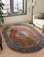 Rust Red 3' 3 x 5' 3 Baracoa Oval Area Rug 100% Polypropylene Distressed Vintage Living Dining Room Office Traditional Carpet for Sale at Rug Engine