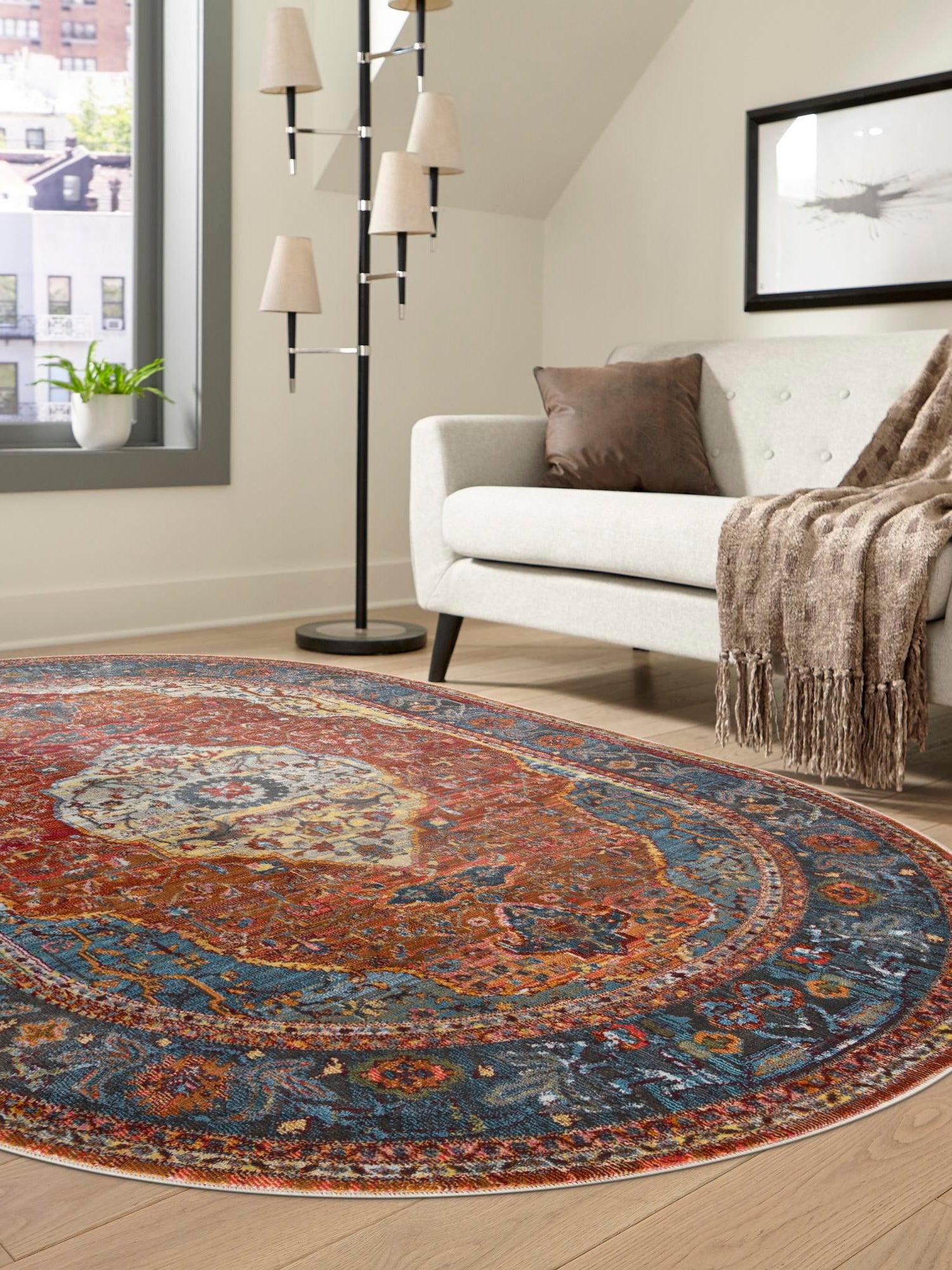 Rust Red 3' 3 x 5' 3 Baracoa Oval Area Rug 100% Polypropylene Distressed Vintage Living Dining Room Office Traditional Carpet for Sale at Rug Engine