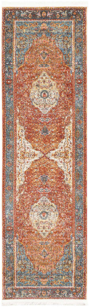 Rust Red 2' 2 x 7' 1 Baracoa Runner Area Rug 100% Polypropylene Distressed Vintage Living Dining Room Office Traditional Carpet for Sale at Rug Engine