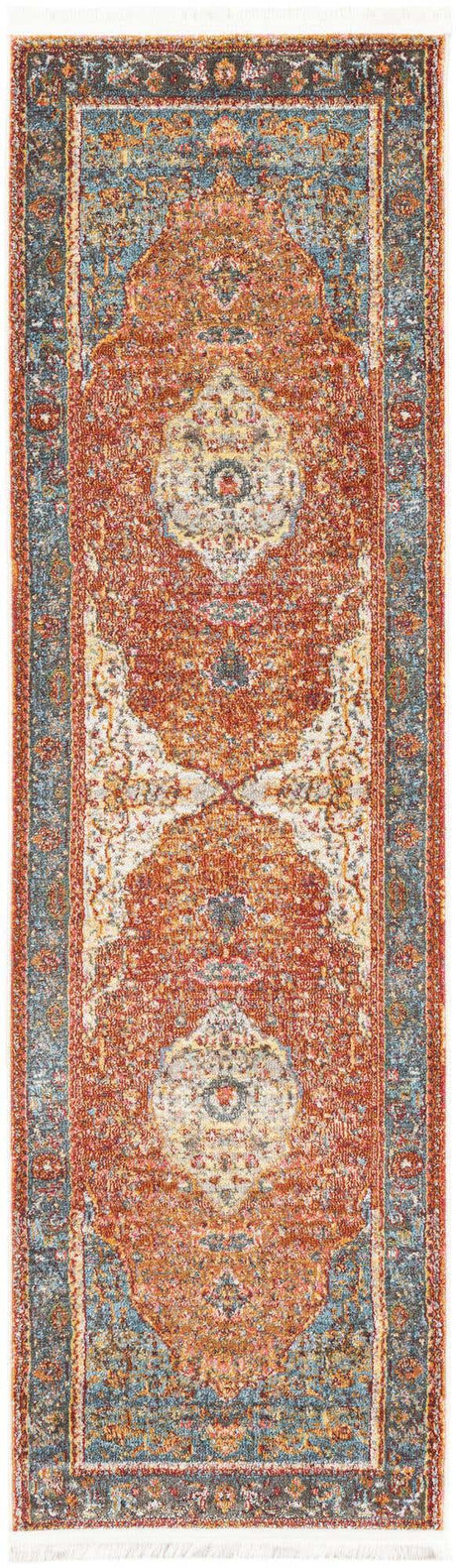 Rust Red 2' 2 x 7' 1 Baracoa Runner Area Rug 100% Polypropylene Distressed Vintage Living Dining Room Office Traditional Carpet for Sale at Rug Engine