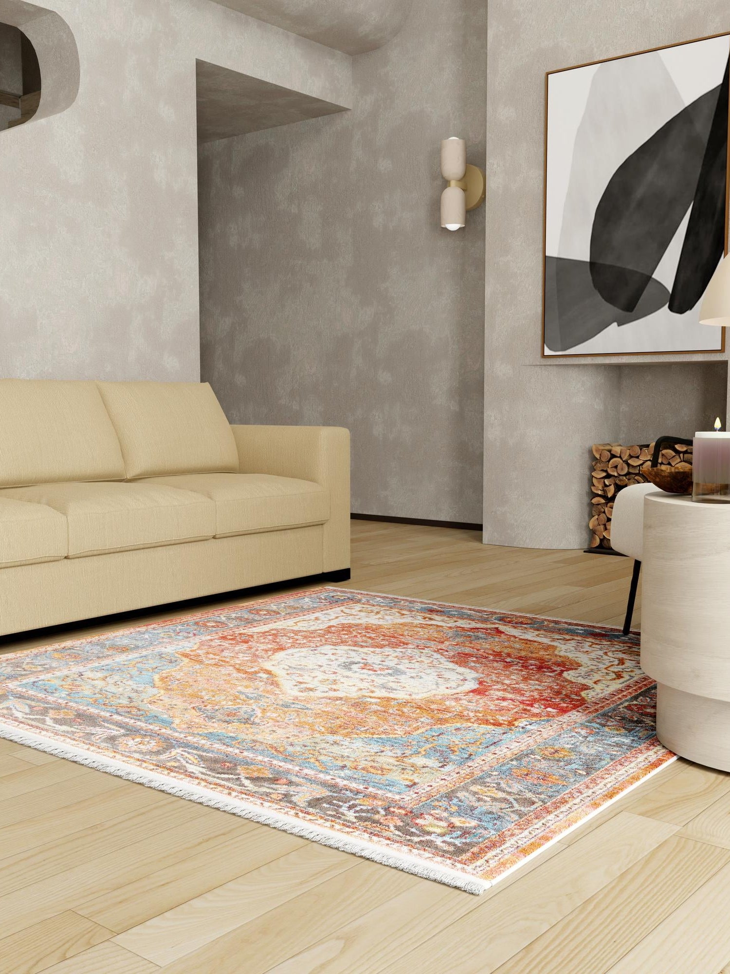 Rust Red 5' 3 x 5' 3 Baracoa Square Area Rug 100% Polypropylene Distressed Vintage Living Dining Room Office Traditional Carpet for Sale at Rug Engine