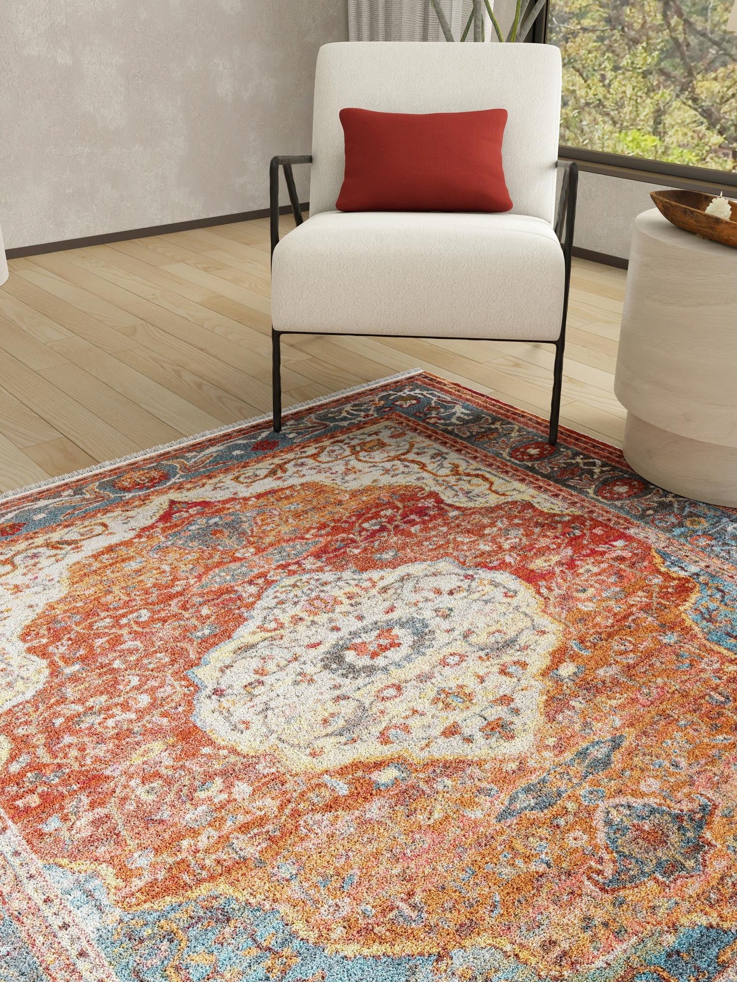 Rust Red 10' x 10' Baracoa Square Area Rug 100% Polypropylene Distressed Vintage Living Dining Room Office Traditional Carpet for Sale at Rug Engine