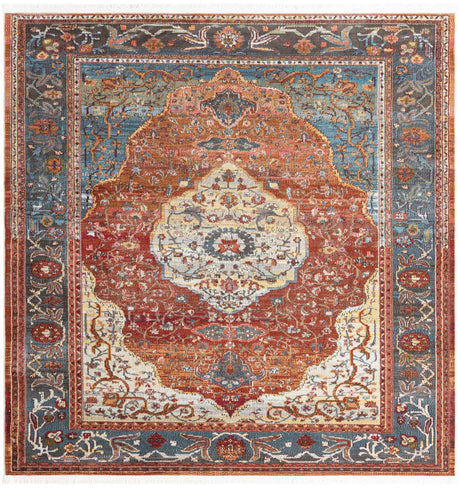 Rust Red 7' 10 x 7' 10 Baracoa Square Area Rug 100% Polypropylene Distressed Vintage Living Dining Room Office Traditional Carpet for Sale at Rug Engine