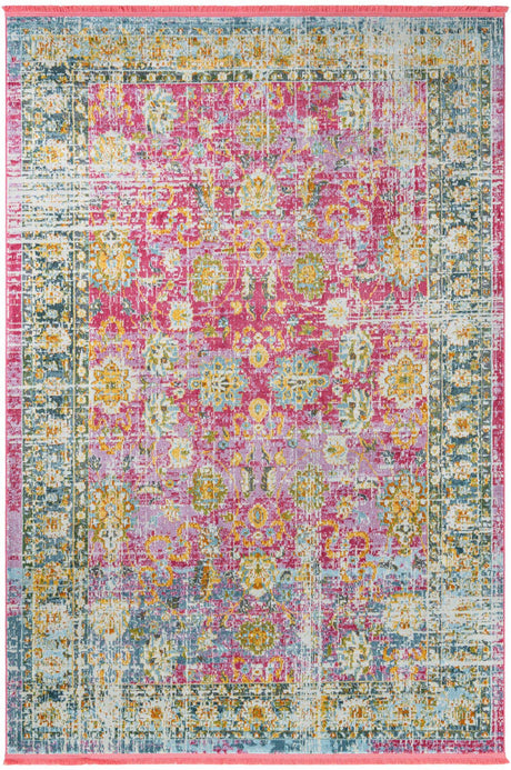 Pink 7' 1 x 10' Paragon Rectangle Area Rug 100% Polypropylene Colorful Vivid Boho Style Modern Carpet for Unique Interiors for Sale at Rug Engine