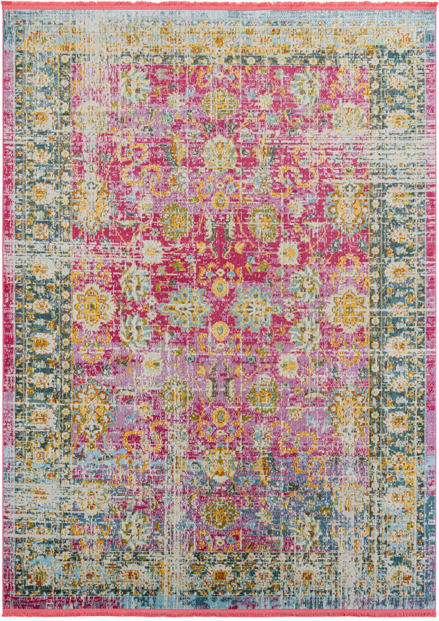 Pink 8' 2 x 11' Paragon Rectangle Area Rug 100% Polypropylene Colorful Vivid Boho Style Modern Carpet for Unique Interiors for Sale at Rug Engine