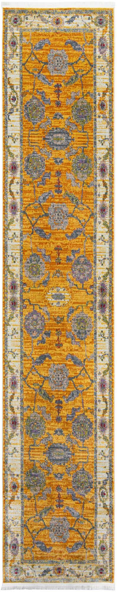 Yellow 2' 7 x 13' 1 Paragon Runner Area Rug 100% Polypropylene Colorful Vivid Boho Style Modern Carpet for Unique Interiors for Sale at Rug Engine