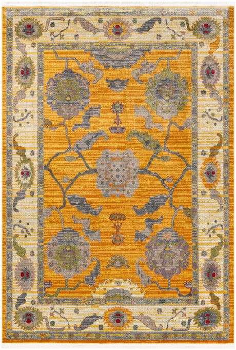 Yellow 7' 1 x 10' Paragon Rectangle Area Rug 100% Polypropylene Colorful Vivid Boho Style Modern Carpet for Unique Interiors for Sale at Rug Engine