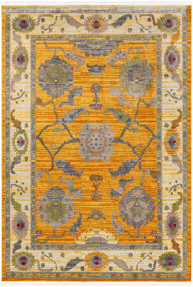 Yellow 7' 1 x 10' Paragon Rectangle Area Rug 100% Polypropylene Colorful Vivid Boho Style Modern Carpet for Unique Interiors for Sale at Rug Engine