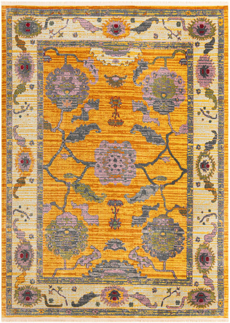 Yellow 8' 2 x 11' Paragon Rectangle Area Rug 100% Polypropylene Colorful Vivid Boho Style Modern Carpet for Unique Interiors for Sale at Rug Engine