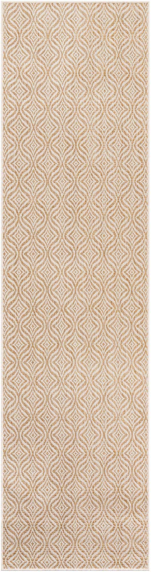 Taupe 2' 7 x 10' Outdoor Trellis Runner Area Rug Weather Resistant for Patio, Deck, Terrace, Balcony, Porch Geometric Design Water Safe Outside Carpet for Sale at Rug Engine