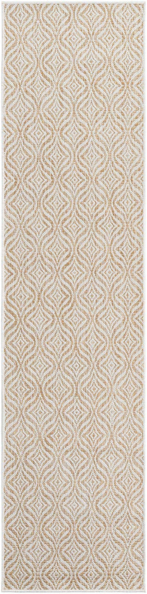 Taupe 2' x 8' Outdoor Trellis Runner Area Rug Weather Resistant for Patio, Deck, Terrace, Balcony, Porch Geometric Design Water Safe Outside Carpet for Sale at Rug Engine