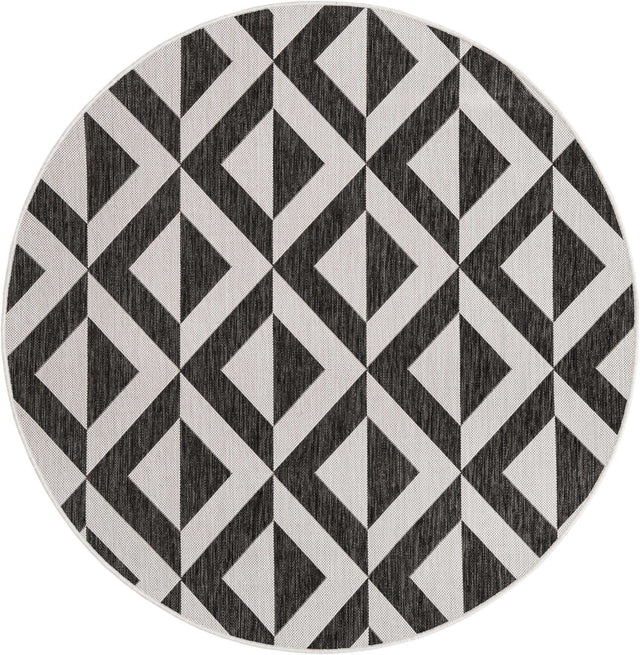 Charcoal Gray 5' 3 x 5' 3 Jill Zarin Outdoor Round Area Rug Weather Resistant for Patio, Deck, Terrace, Balcony, Porch Durable 100% Polypropylene Carpet for Outside for Sale at Rug Engine