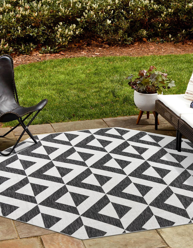 Charcoal Gray 7' 10 x 7' 10 Jill Zarin Outdoor Octagon Area Rug Weather Resistant for Patio, Deck, Terrace, Balcony, Porch Durable 100% Polypropylene Carpet for Outside for Sale at Rug Engine