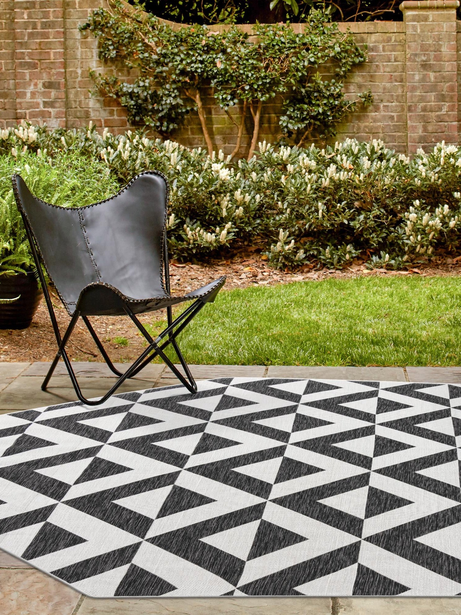 Charcoal Gray 7' 10 x 7' 10 Jill Zarin Outdoor Octagon Area Rug Weather Resistant for Patio, Deck, Terrace, Balcony, Porch Durable 100% Polypropylene Carpet for Outside for Sale at Rug Engine