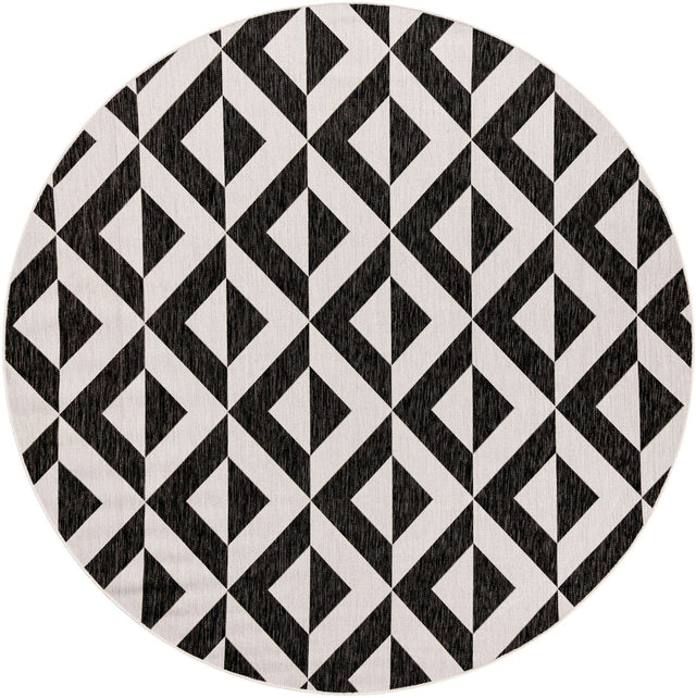 Charcoal Gray 7' 10 x 7' 10 Jill Zarin Outdoor Round Area Rug Weather Resistant for Patio, Deck, Terrace, Balcony, Porch Durable 100% Polypropylene Carpet for Outside for Sale at Rug Engine
