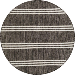Charcoal 5' 3 x 5' 3 Jill Zarin Outdoor Round Area Rug Weather Resistant for Patio, Deck, Terrace, Balcony, Porch Durable 100% Polypropylene Carpet for Outside for Sale at Rug Engine
