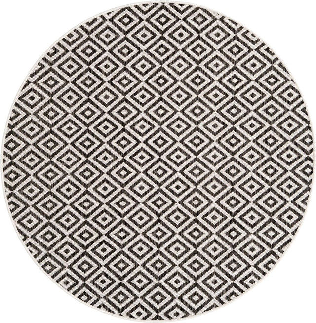 Charcoal Gray 5' 3 x 5' 3 Jill Zarin Outdoor Round Area Rug Weather Resistant for Patio, Deck, Terrace, Balcony, Porch Durable 100% Polypropylene Carpet for Outside for Sale at Rug Engine