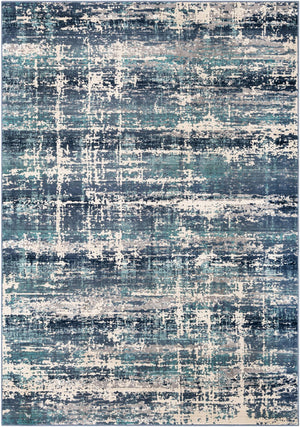 Blue 6' 1 x 9' 2 Malibu Rectangle Area Rug 70% Polypropylene & 30% Polyester Colorful Modern Carpet for Living, Dining, Office, Bedrooms for Sale at Rug Engine