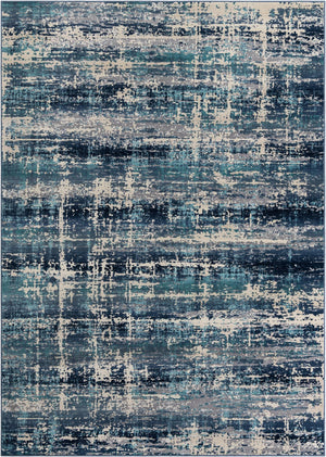 Blue 7' 1 x 10' Malibu Rectangle Area Rug 70% Polypropylene & 30% Polyester Colorful Modern Carpet for Living, Dining, Office, Bedrooms for Sale at Rug Engine